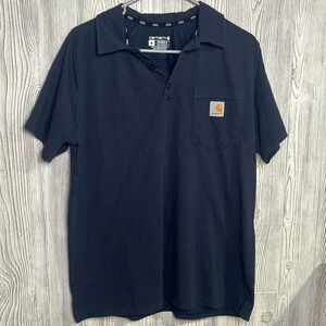Men Carhartt Polo Relaxed Fit Shirt Navy Blue Size Medium